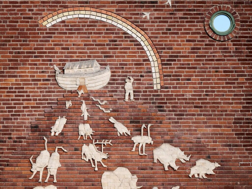 Brick wall Noah and the Ark